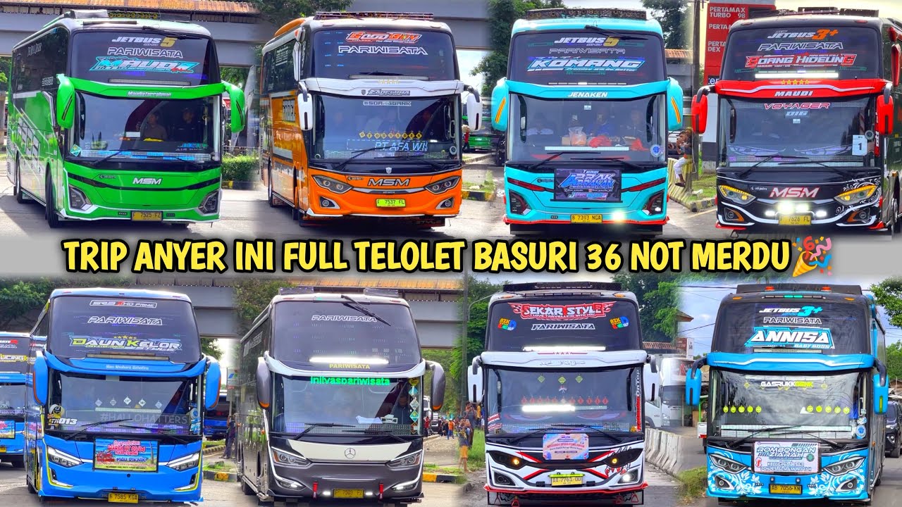 RAME FULL BUS TELOLET BASURI🥳 Hunting Bus Trip Anyer Di Rest Area KM 68👏
