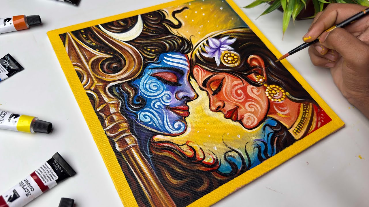 Shiv Parvati Acrylic Painting 🔱 MahaShivratri Special Drawing 