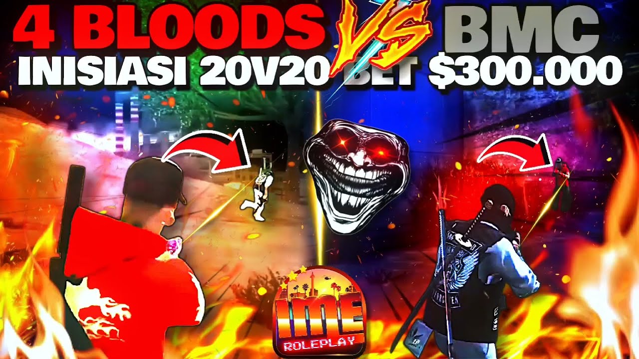 😤4BLOODS VS BMC💥 !!! WAR PANJANG DI PALMER SALING TAHAN PECAH🔥‼️#imeroleplay #4blood #awasbmcgalak 