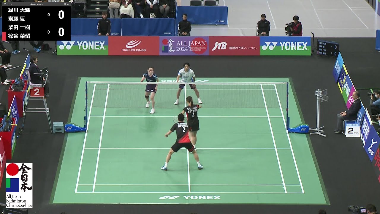 【総合2024】混合ダブルス準決勝｜緑川大輝（NTT東日本）／齋藤夏（ACT SAIKYO） vs 柴田一樹／篠谷菜留（NTT東日本）