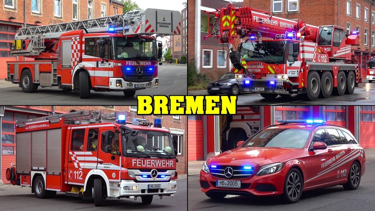 [RÜSTZUG mit FEUERWEHRKRAN | neue DREHLEITER] - Feuerwehr BREMEN | Einsatzfahrten zu div. Alarmen!