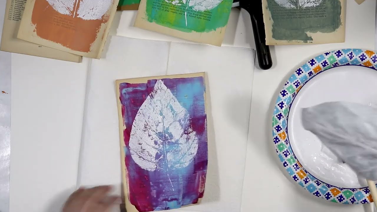 (164) Day 15 of the 100 Day Project! Leaf Prints and Stamps with Acrylics!