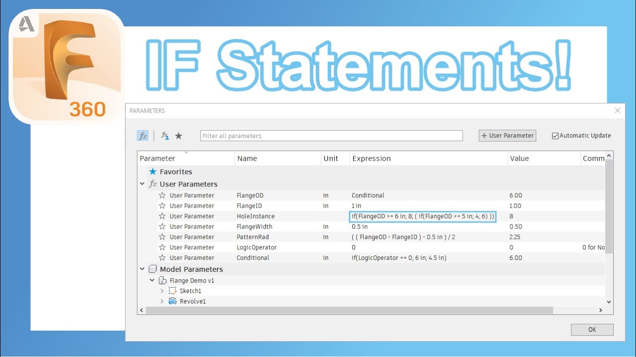 IF Statements in #fusion360 Parameters! | It is finally here | How To Use IF and nested IF Statments