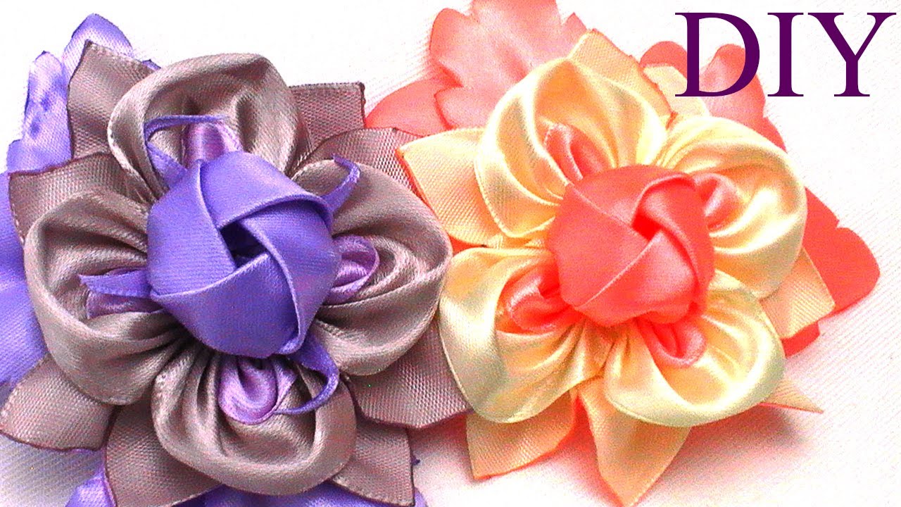 DIY Ribbon Flowers - Kanzashi Tutorial 🌹 DIY kanzashi flower