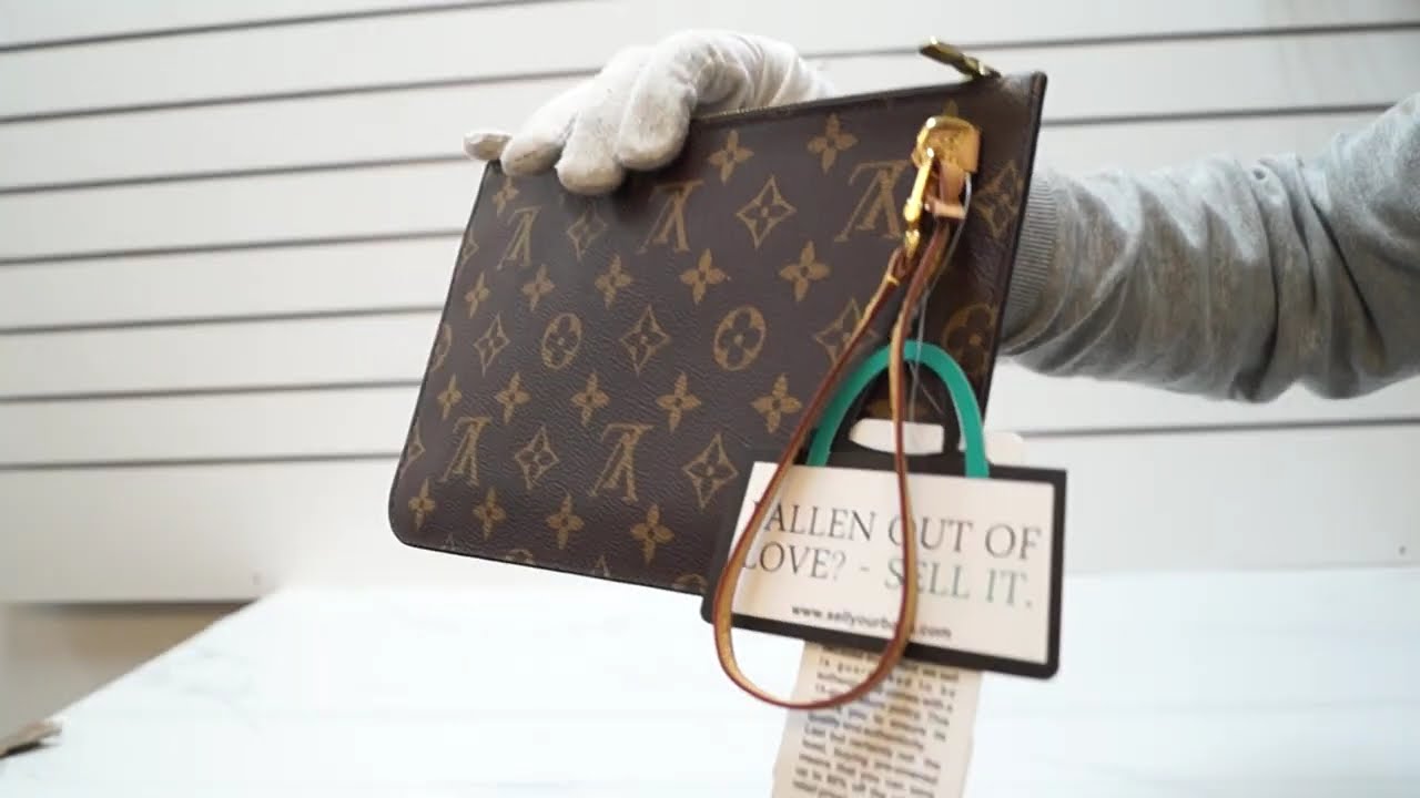 LOUIS VUITTON Monogram Canvas Pochette Wristlet Pouch Neverfull MM REVIEW |PRE-OWNED