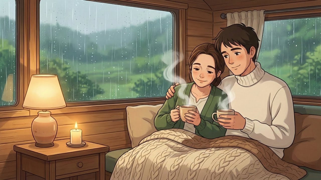 A Rainy Day in Our Mobile Home — Warm Tea and Quiet Togetherness 🌧🍵 | Ghibli-Style ASMR