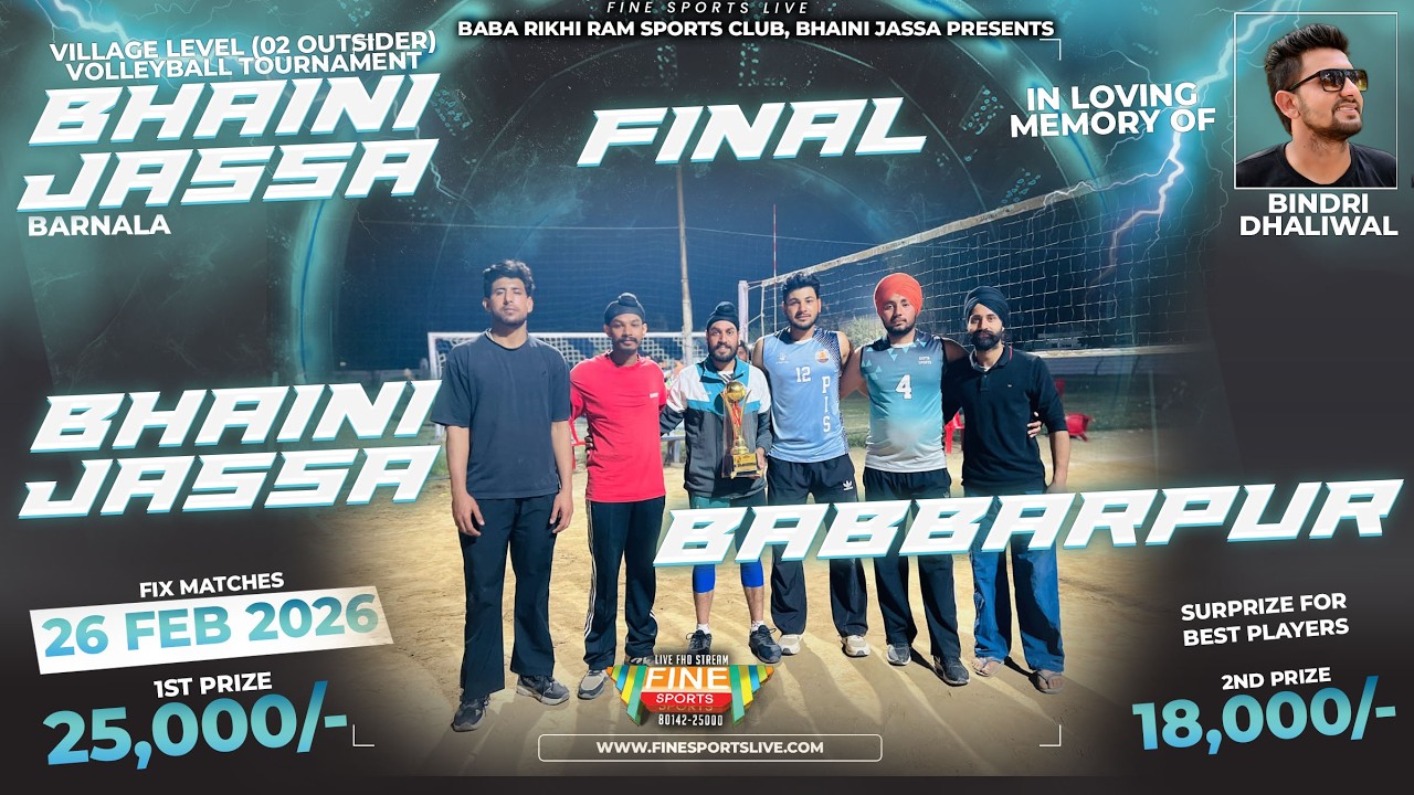 BHAINI JASSA vs BABBARPUR || FINAL|| VILLAGE LEVEL 2 OUTSIDERS || @FineSportsLive​