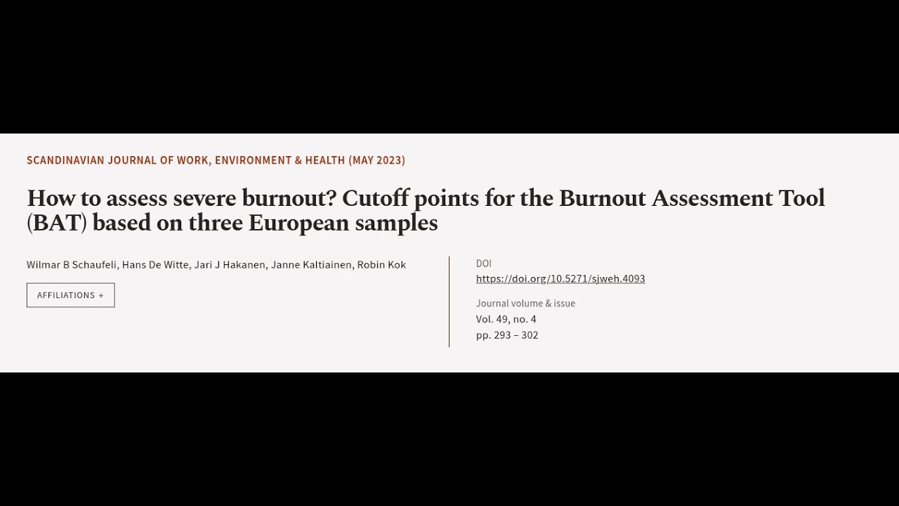 How to assess severe burnout? Cutoff points for the Burnout Assessment Tool (BAT) bas... | RTCL.TV