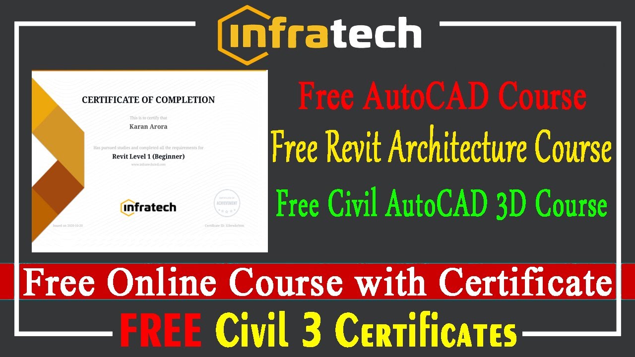AutoCAD Civil 3D and Autodesk Revit Architecture Free online Courses with Certificate - Infratech