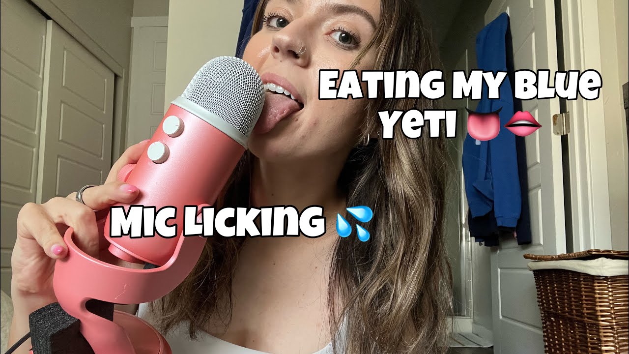 ASMR| Eating My Blue Yeti Mic & Inaudible Whispers! High Volume Mic Licks & Mouth Sounds