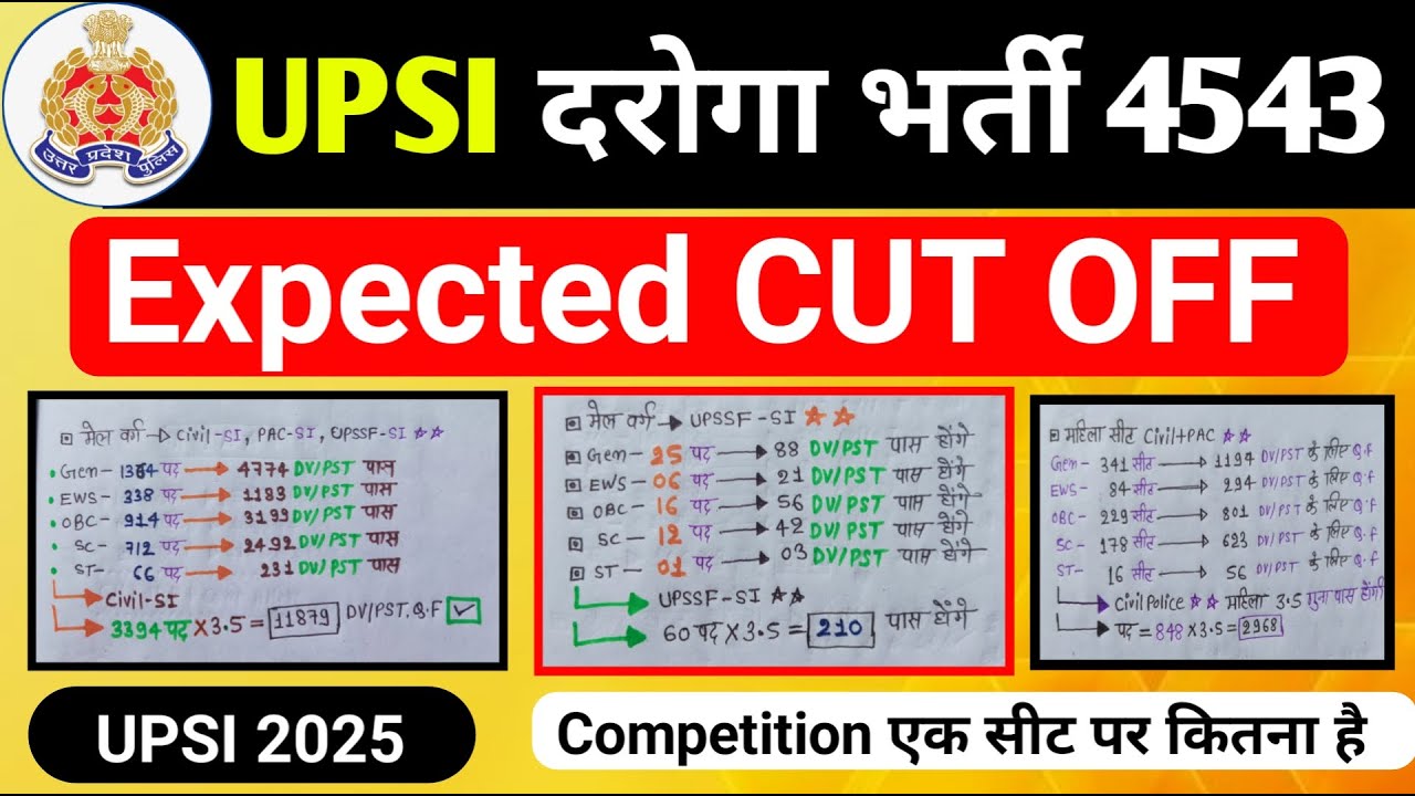 UPSI Final Expected CUT OFF 2025 कितनी जा सकती है💥Competition 1 सीट पर कितना full data full Analysis