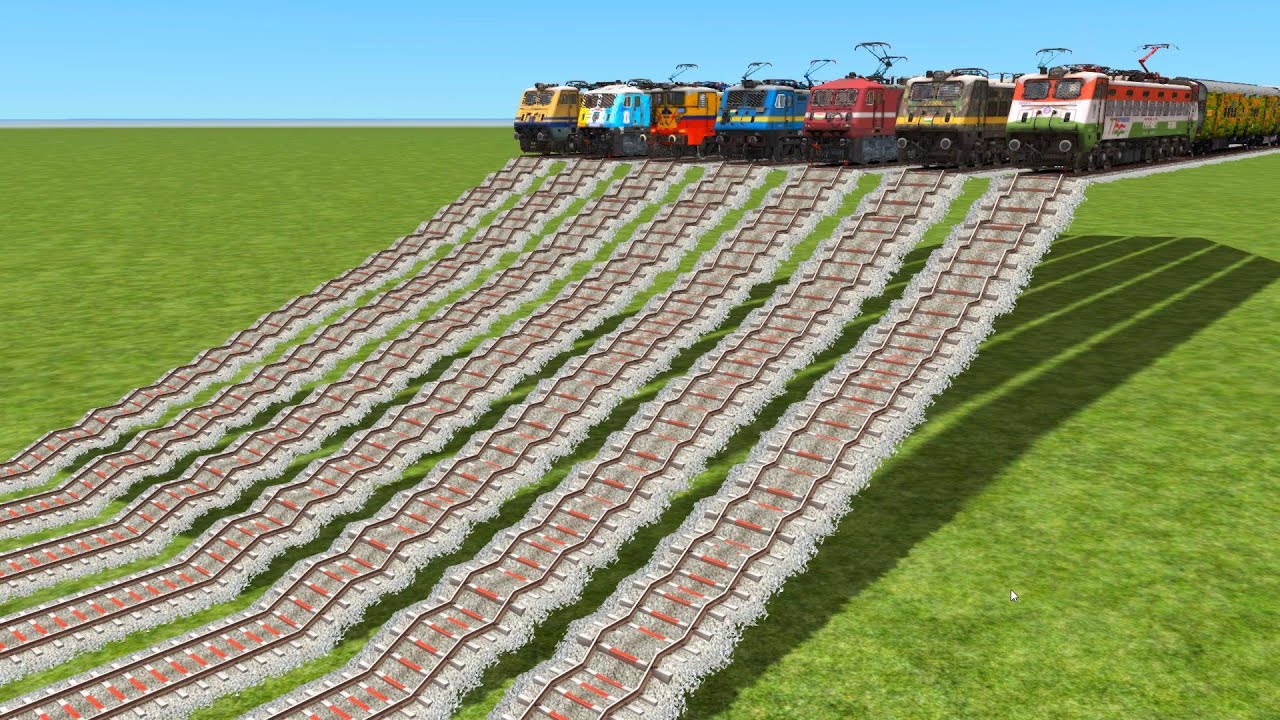 7 Realstic Rails Crossings Back To Back On Bumpy&hearts;️railroad tracks | indian railways games