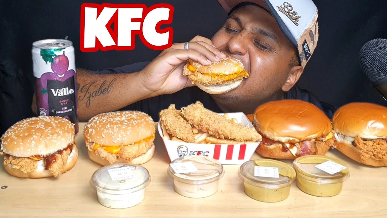 KFC SANDUÍCHES DE FRANGO e TIRINHAS CROCANTES (MUKBANG) SONS DE MASTIGAÇÃO #LUCASASMR