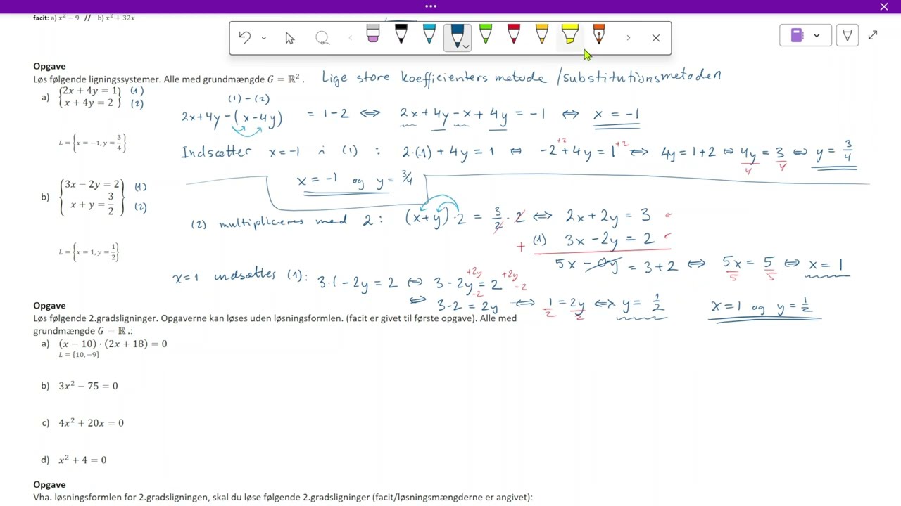 Asynkron modul 03 ligninger, 2 ligninger og andengradsligninger