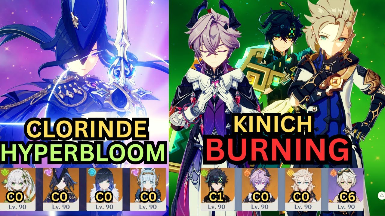 C0 Durin+C1 Kinich Burning & C0 Clorinde HyperBloom|Genshin impact Spiral Abyss 6.2