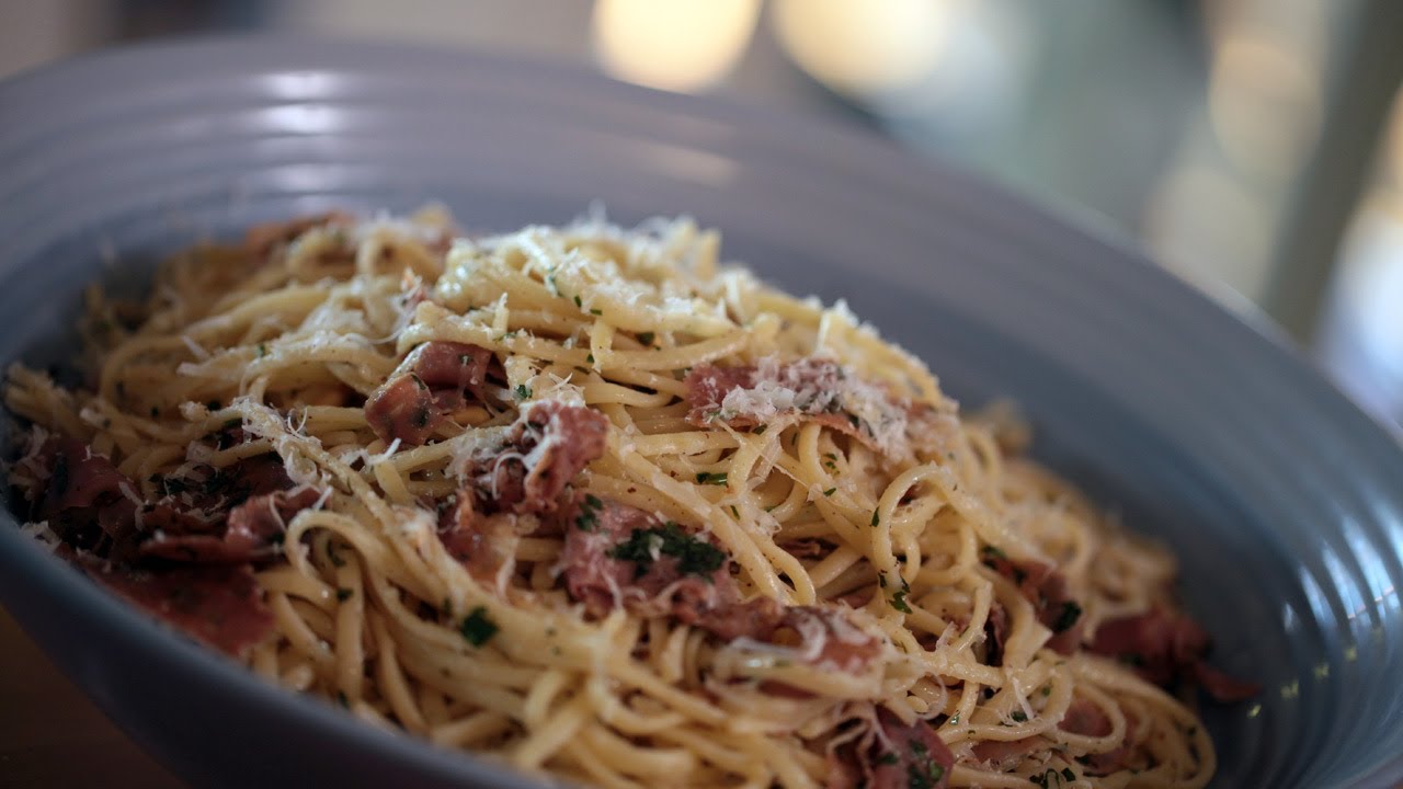 Linguine & Prosciutto w/ Brown Butter Sauce Pasta Recipe || KIN EATS
