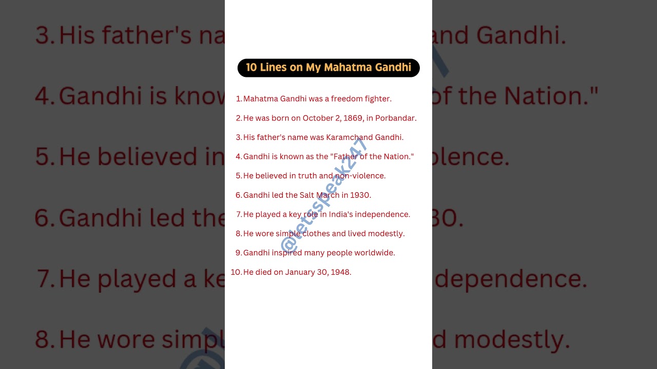 10 Lines on Mahatma Gandhi | Short Essay for Students & Kids ✍️