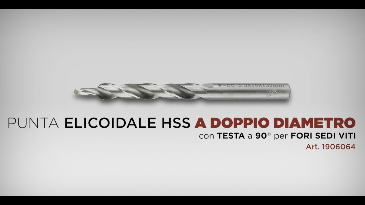 PUNTE A DOPPIO DIAMETRO   TESTA A 90°   DIN 8374 PER FORI SEDI VITI IN ACCIAIO M2