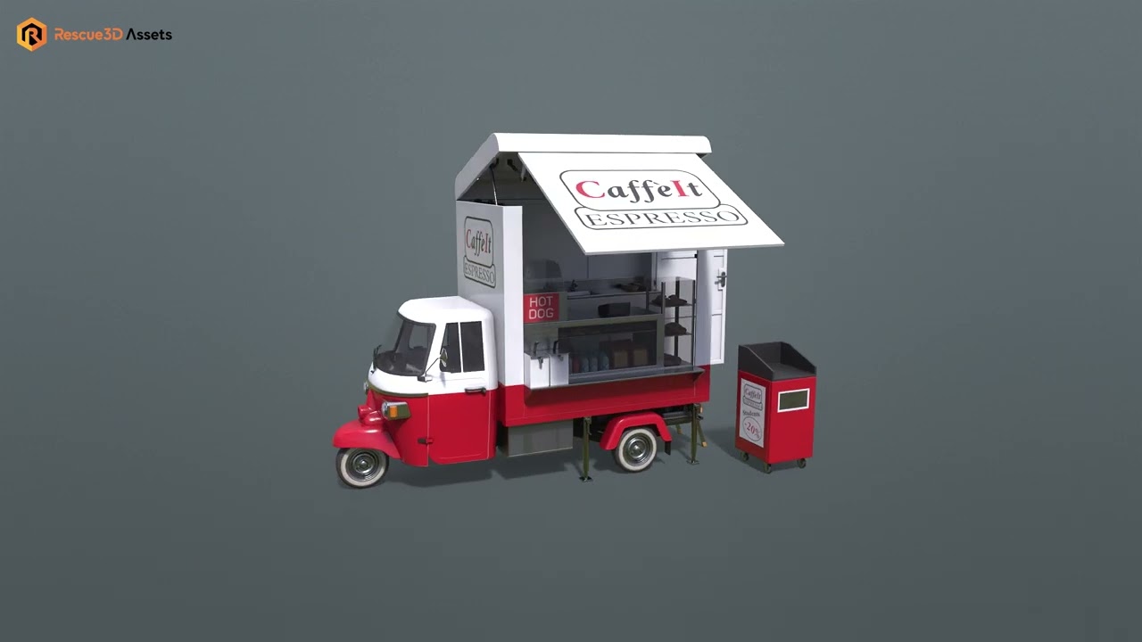 Food Truck - Low-poly PBR 3D model (by Rescue3D Assets)