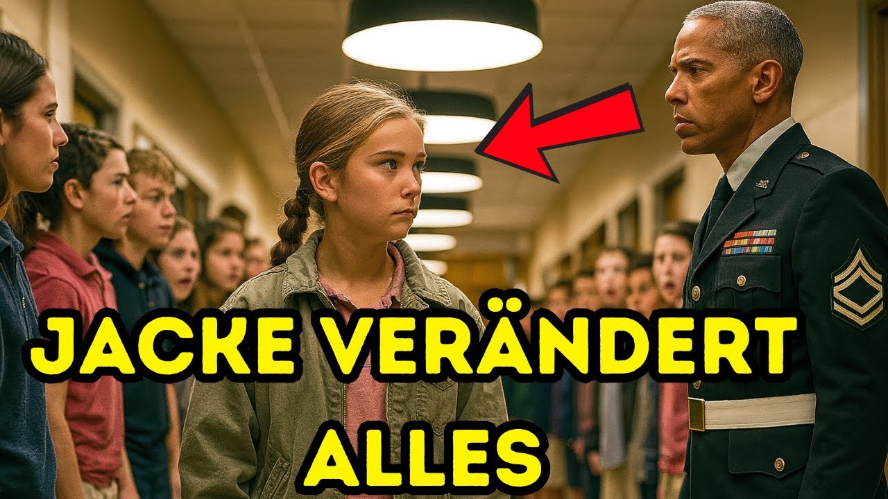 Kleines M&auml;dchen Verspottet Wegen Alter Jacke, Bis General Das Abzeichen Erkannte Und Erstarrte