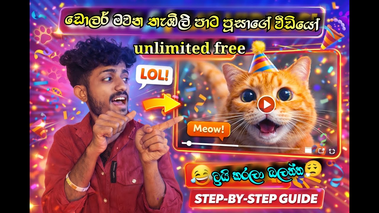 ලක්ෂ ගණන් මුදල් මවන තැඹිලි පාට පුසගේ AI වීඩියෝ UNLIMITED FREE හදන්නේ මෙහෙමය්