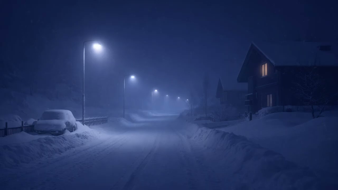 Snowy Night Ambience ❄️ Calm Winter Sleep Music | Frostveil