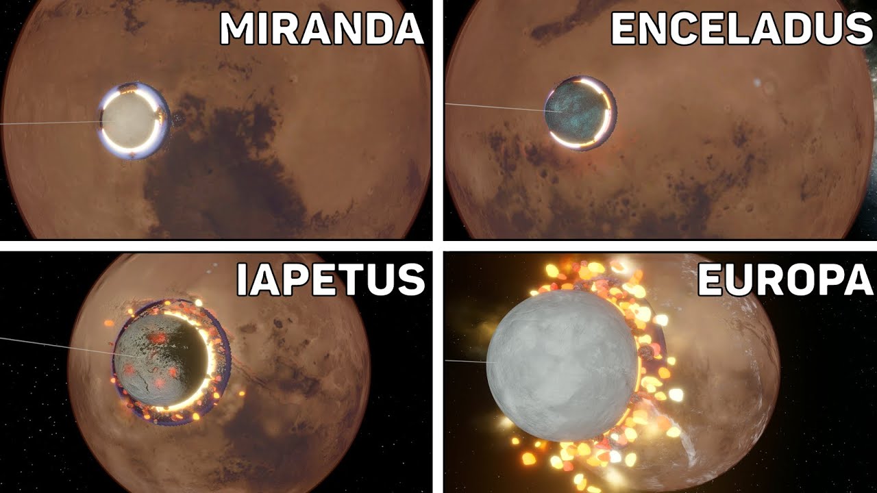 Icy Moons Collide With Mars | Collision Animation - Universe Sandbox