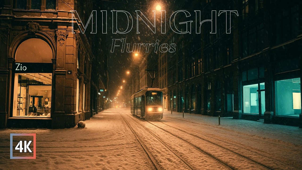 A Midnight Walk in Snowstorm in Helsinki Downtown, Finland | 4K UHD