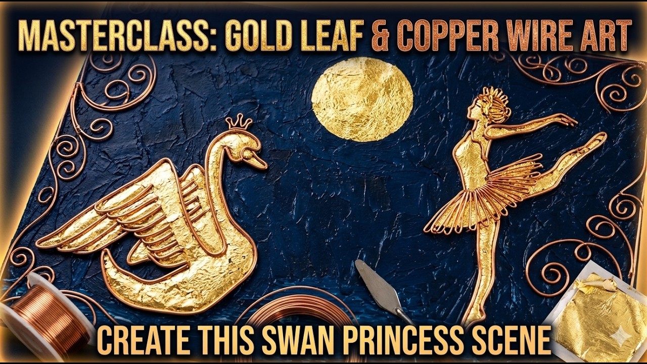 Swan Lake | Creating Art with Gold leaf foil copper wire