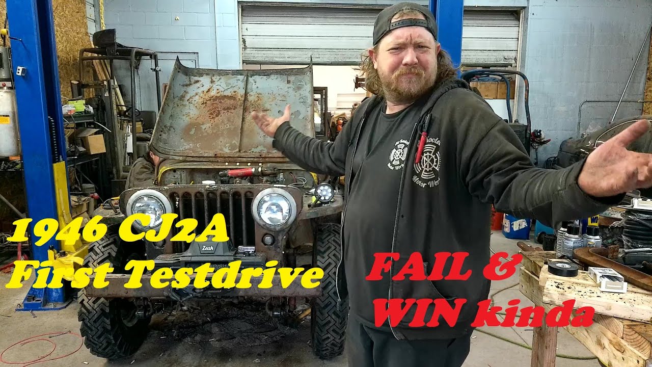 1946 CJ2A Willys Jeep Wired Up and a Amazingly Failed First Test Drive