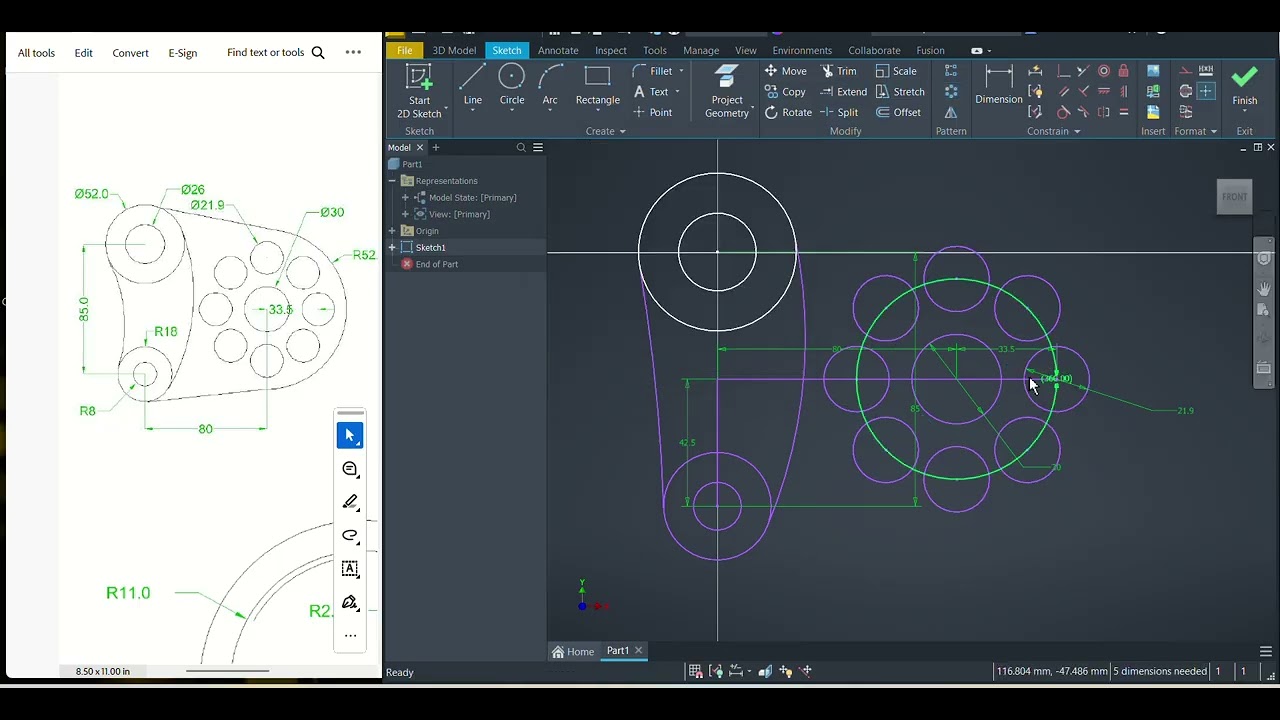 AutoCAD Inventor Tutorial #8 | 2D Sketch | Hindi