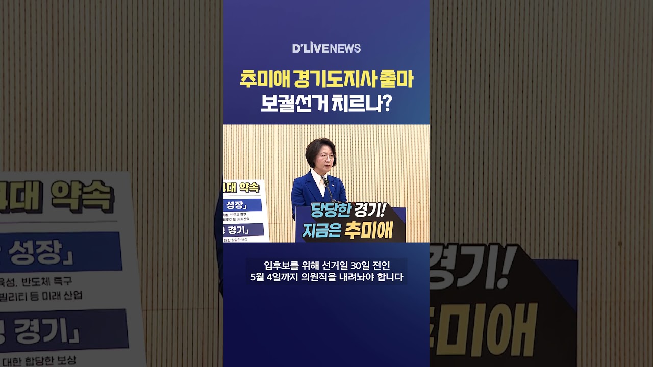 추미애 경기도지사 출마 보궐선거 치르나? #딜라이브뉴스 #shorts