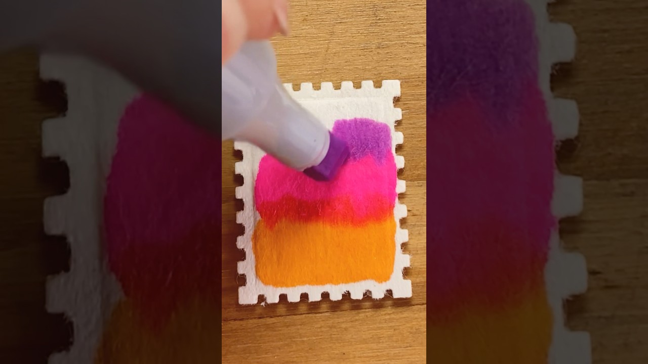Creating tiny stamps 📮| Satisfying Sunset Color Blending #shorts #art #lofivibes