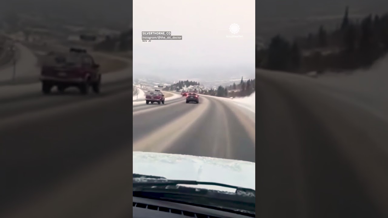 Subaru Slides off Snowy Road in Colorado