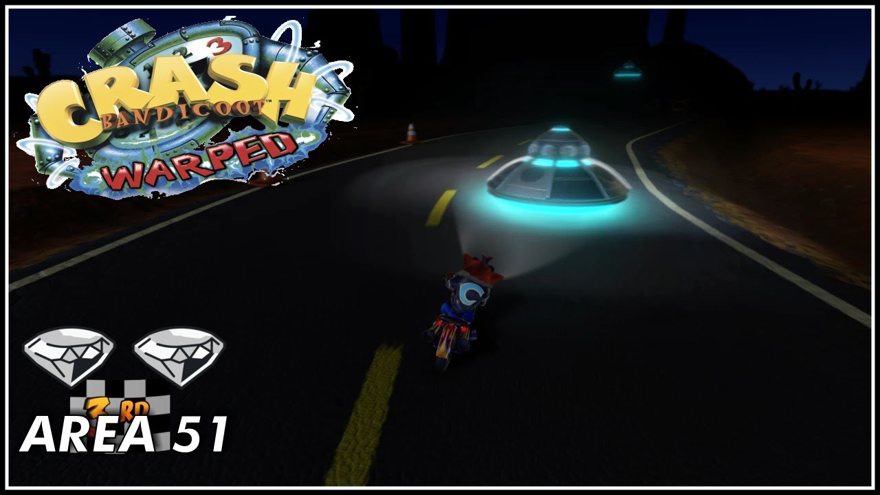 Crash Bandicoot 3 | Area 51 - Todas as Caixas - Gema + Gema Bônus