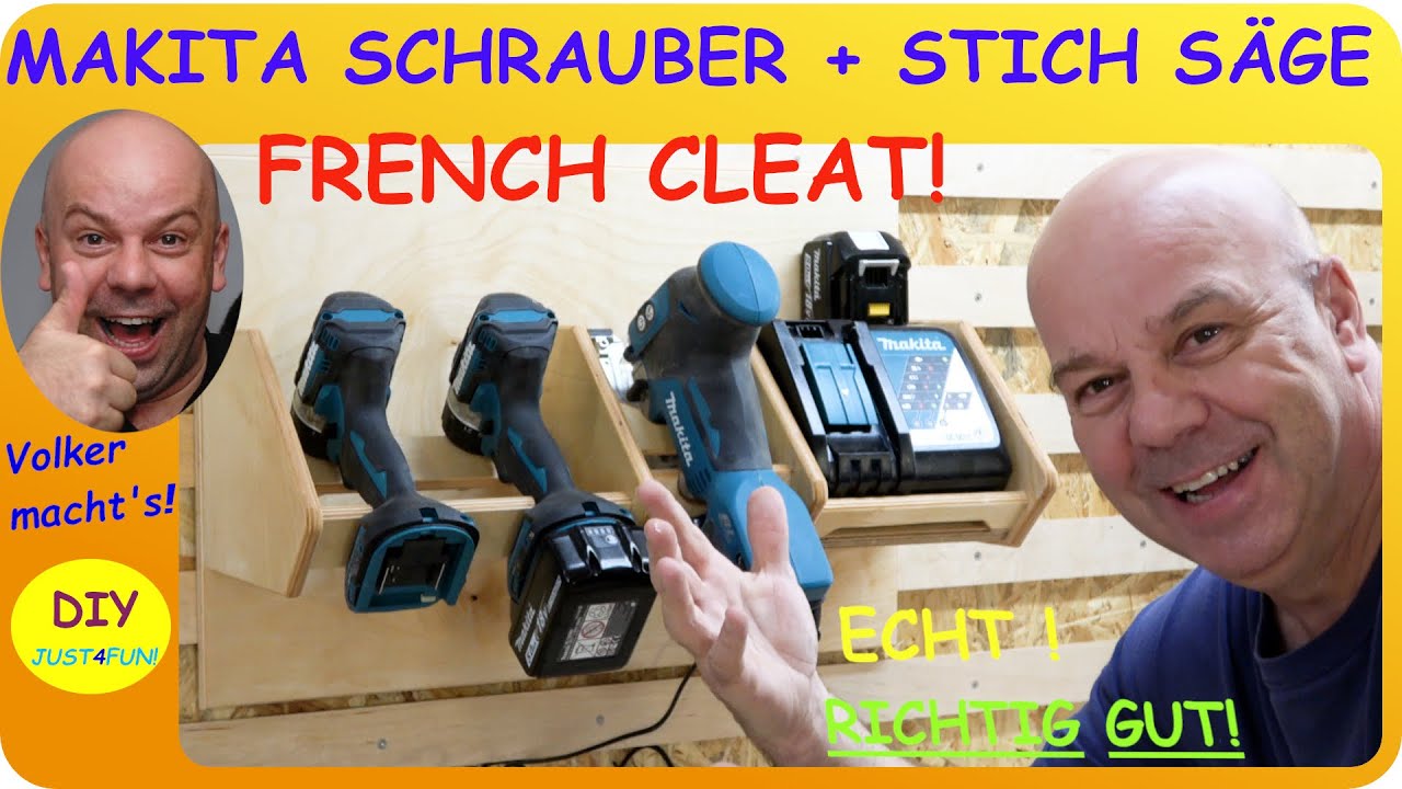 😁 FRENCH CLEAT - MAKITA DDF484 AKKU SCHRAUBER ✔ +  STICHSÄGE DJV181 ✔👌  MIT LADEHALTERUNG 👨‍🔧