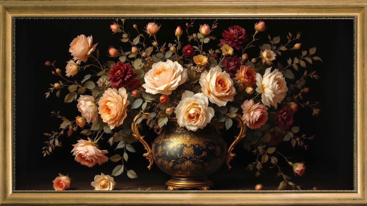 Enchanted Roses: Vintage Spring Floral Ambient Art TV: Moody Art TV Screensaver