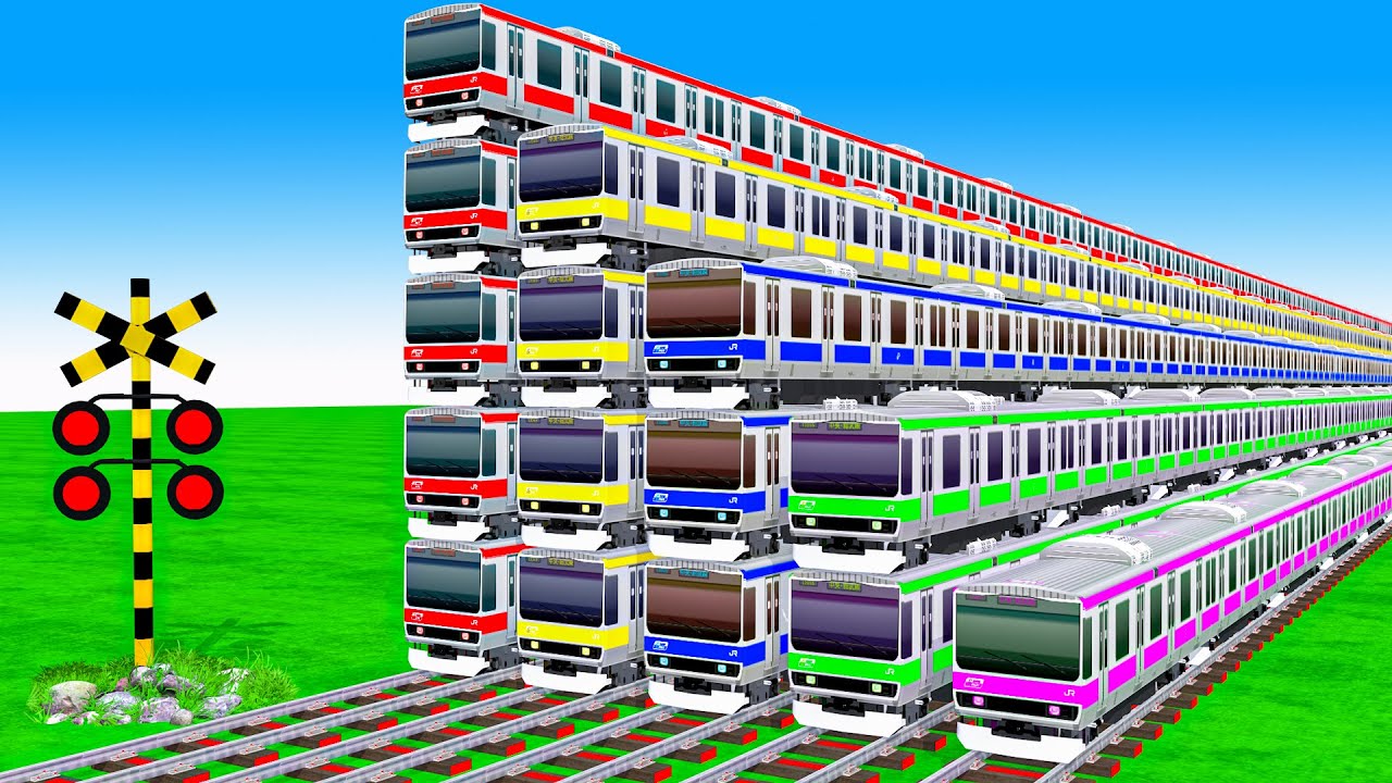 【踏切アニメ】あぶない電車 6 Train Climbing Pynamid 🚦 Fumikiri 3D Railroad Crossing Animation #train #1million