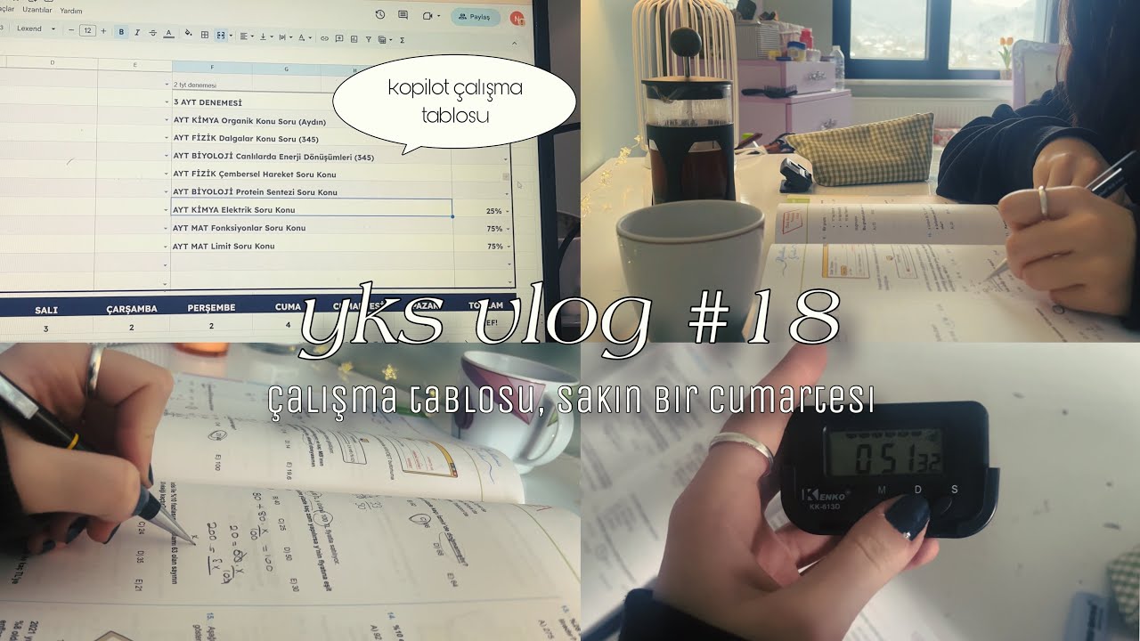 YKS ÇALIŞMA GÜNLÜĞÜM #18 ♥ SON 146 GÜN!! ~ bol bol soru çözelim, yorgunluk atmaca, çalışma tablosu…