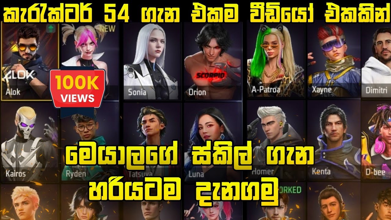 Free Fire all Characters skills Sinhala |Free Fire All Character ability Full review in Sinhala 2023