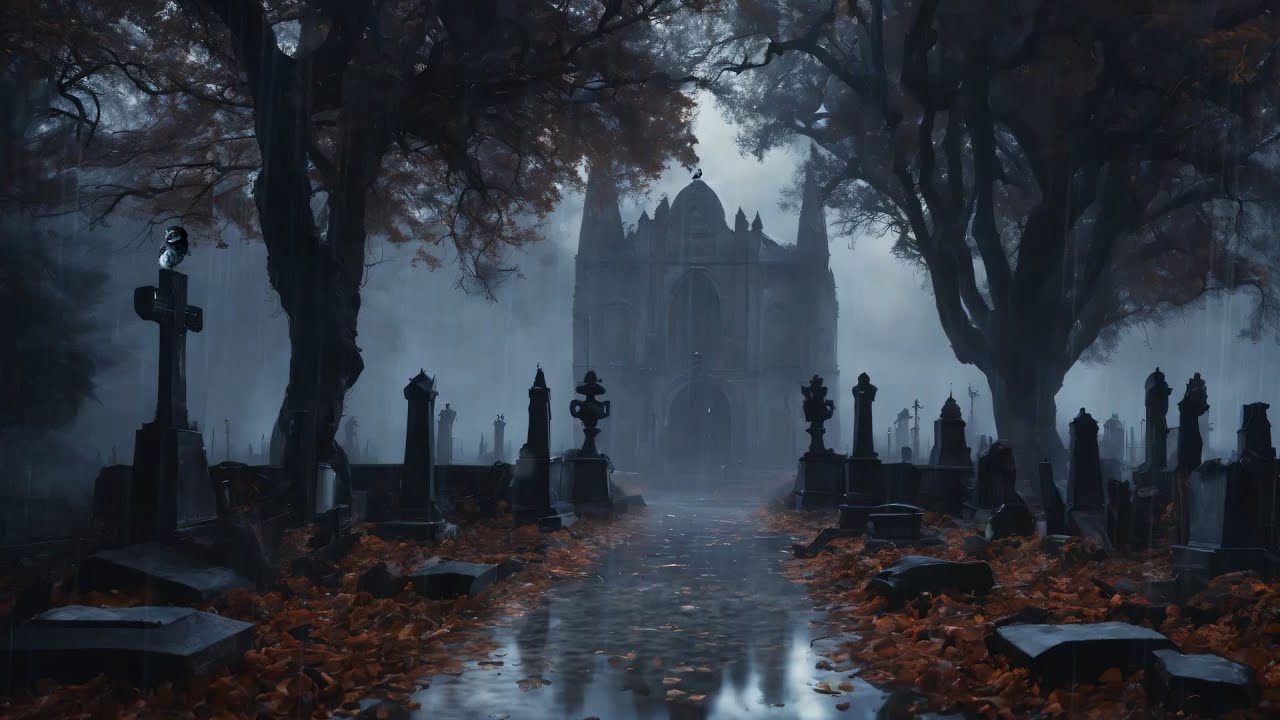 🎧 Relaxing Piano Music with Rain for Reading, Studying and Relaxing | Graveyard Ambiance