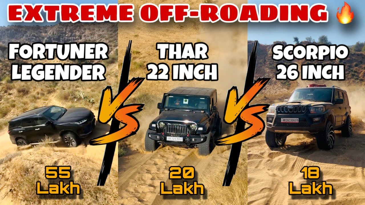 Fortuner Vs Thar Vs Scorpio Off-roading Battle in Sand Dunes🔥 | Which One Performs Better😎 in Sand🤔