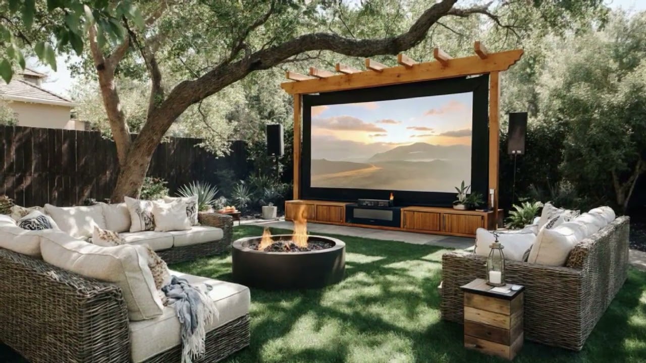 Outdoor Movie Night Vibes | Relaxing Lofi Beats with Firelight & Stars