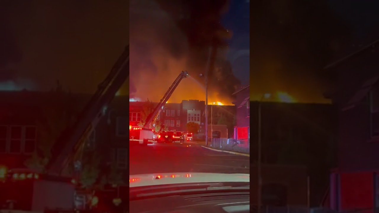 Crews battle five-alarm fire at Lincoln Avenue School