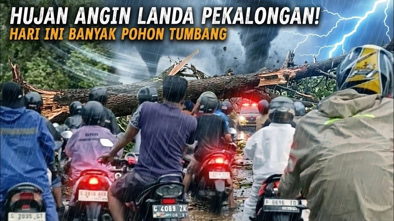Detik-detik Hujan Angin Landa Pekalongan hari Ini 4 Maret Banyak Pohon Tumbang