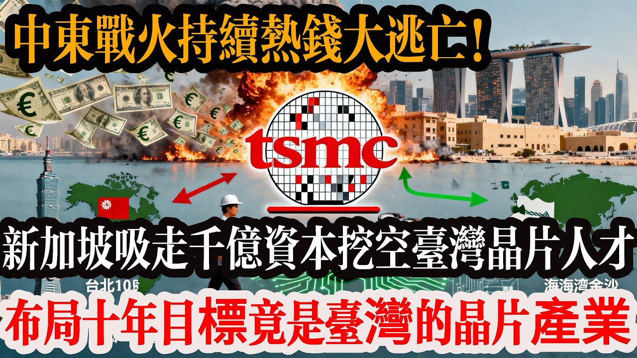 中東戰火持續熱錢大逃亡！新加坡瘋狂吸走千億資本、挖空台灣晶片人才？新加坡暗中布局十年，目標竟是台灣的晶片產業！#台灣 #台積電 #新加坡