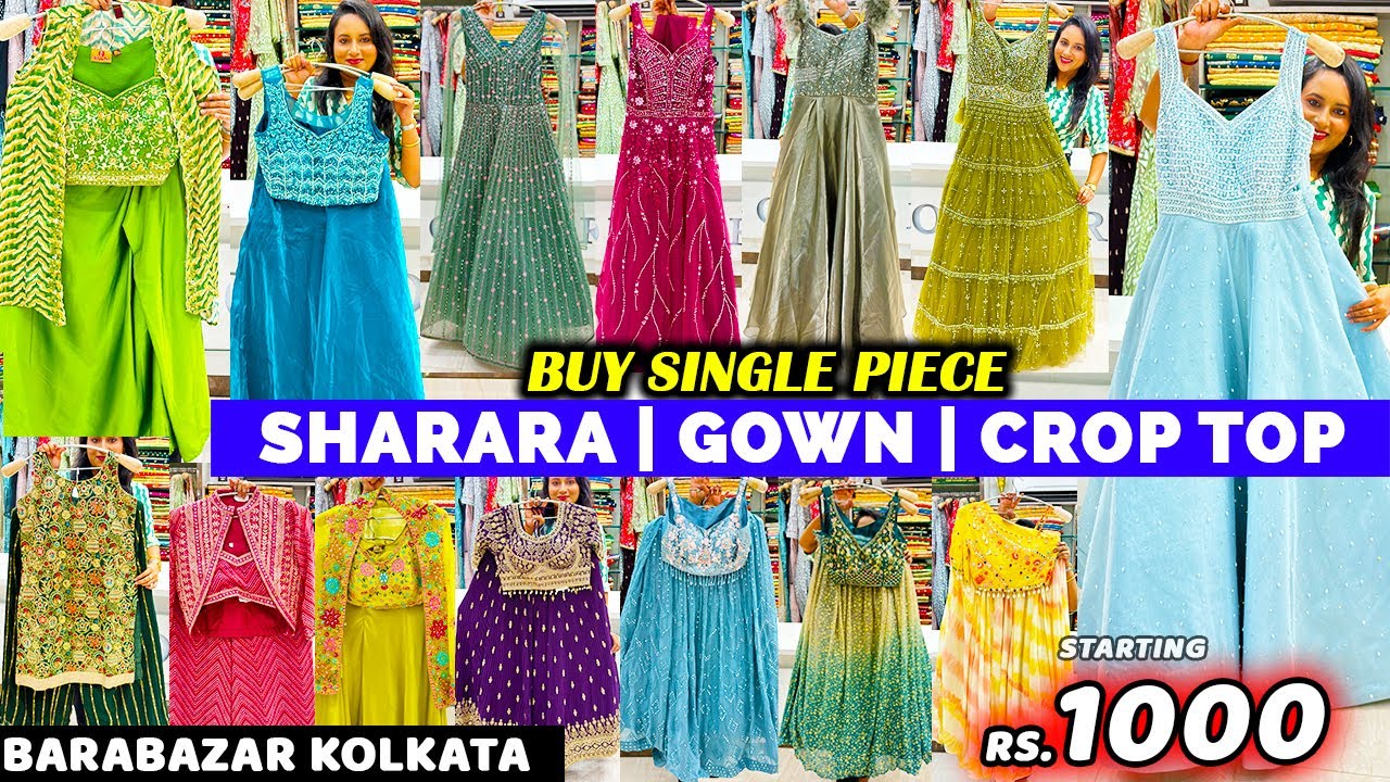 Barabazar Sharara Collection | Barabazar Gown Market Kolkata | Omior Barabazar | Crop Top Lehenga