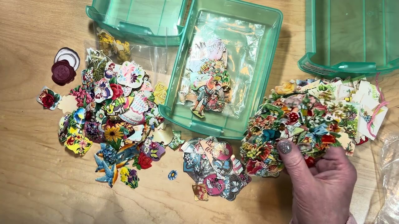 Organizing Little Containers of Small Vintage Ephemera 