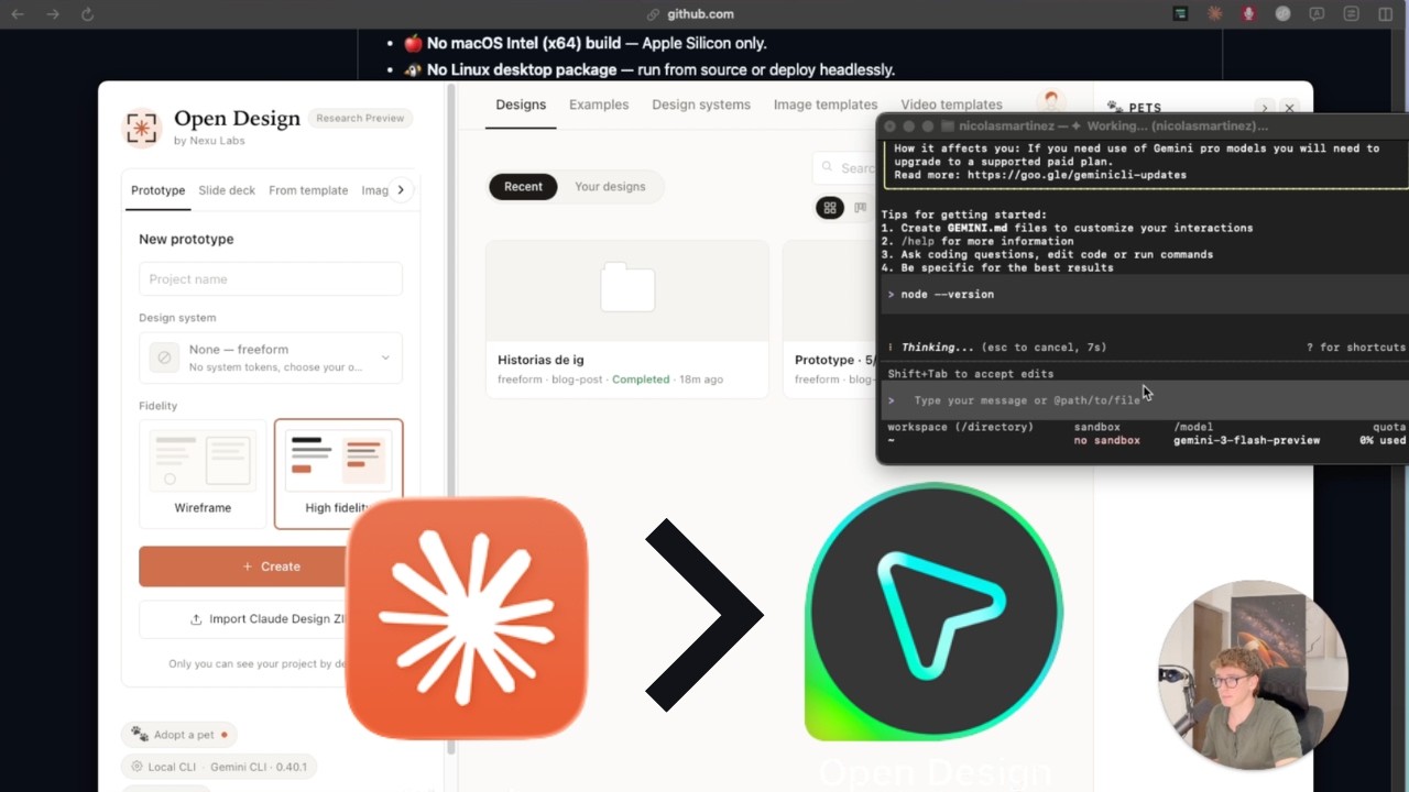 C&oacute;mo tener Claude Design 100% gratis con OpenDesign + Gemini (sin programar)