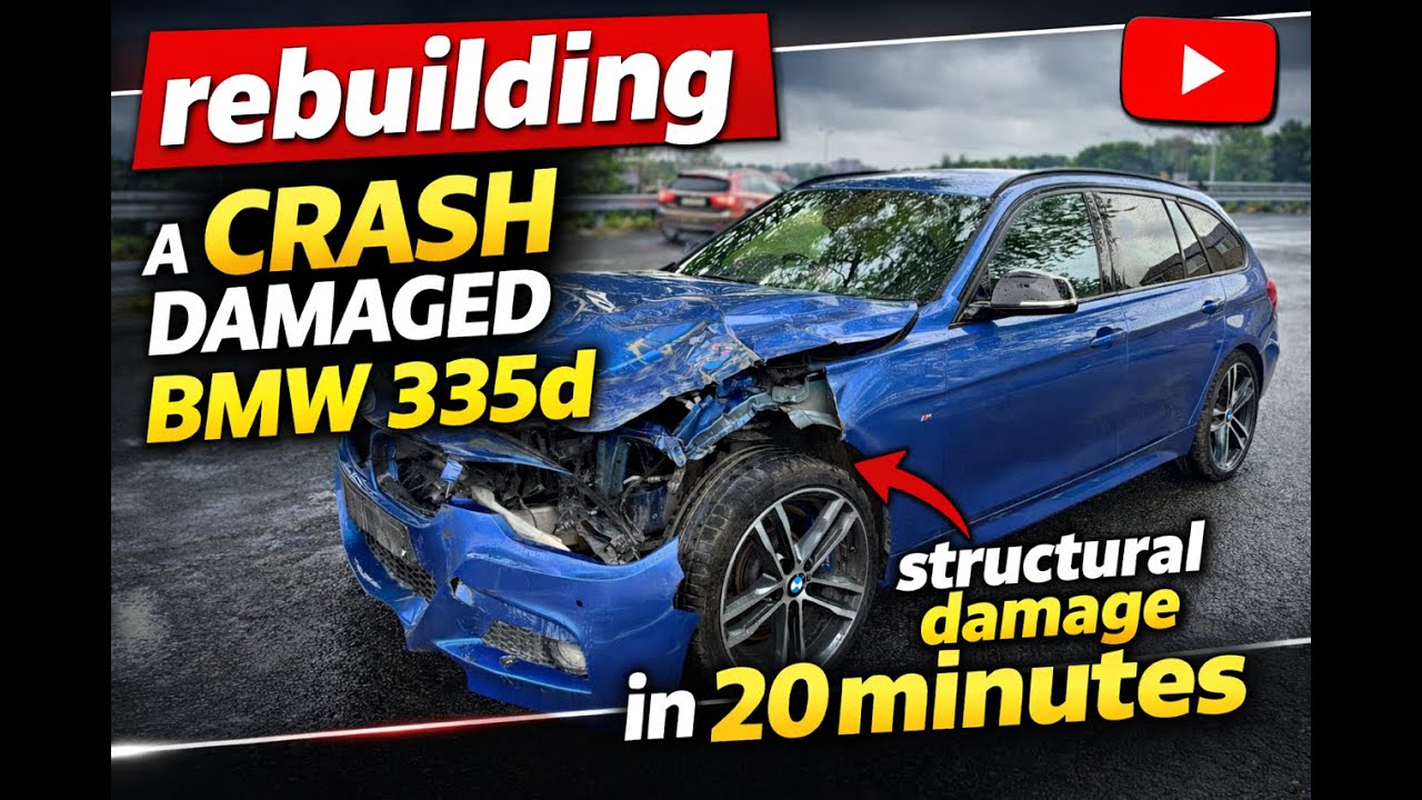 REBUILDING A CRASH DAMAGED BMW 335D IN 20 MINUTES!